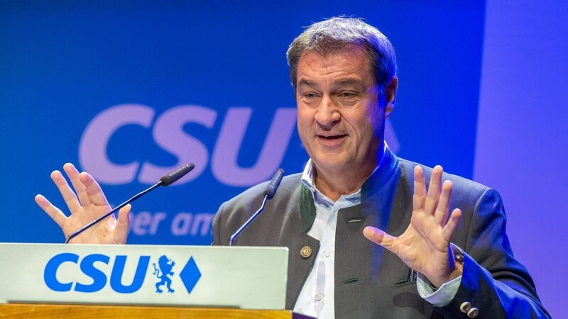 Markus Söder, Ministerpräsident von Bayern, spricht beim Bezirksparteitag der CSU Oberbayern.