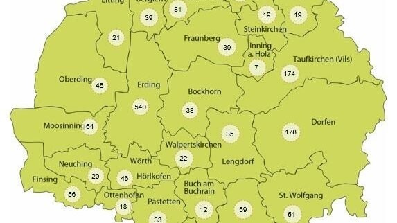 Die aktuellen Infiziertenzahlen auf die Städte und Gemeinden aufgeteilt.