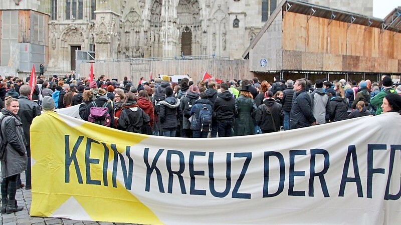 Erneut waren etwa 400 Demonstranten gegen die Afd auf die Straße gegangen.