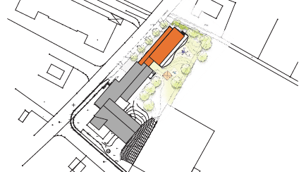 Der Anbau soll in Verlängerung an das bestehende Gebäude entstehen.