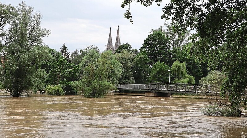 Etwa einen Meter über dem Wasserspiegel befand sich der Grieser Steg am Mittwochnachmittag.