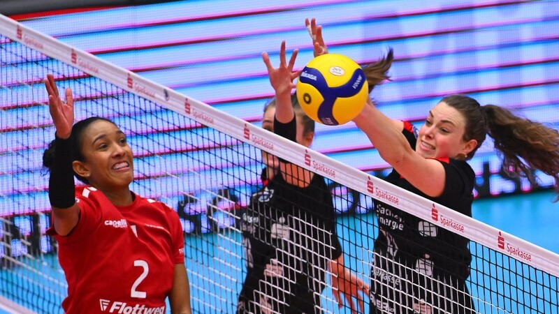 ALLES REINWERFEN: Bei der 0:3-Pleite gegen Stuttgart fehlte die kolumbianische Mittelblockerin Yeisy Soto (li.) noch krankheitsbedingt. Nun gibt die Vilsbiburgerin beim Showdown gegen Suhl ihr Comeback.