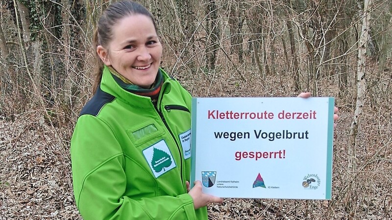 Die Gebietsbetreuerin der Weltenburger Enge, Franziska Jäger, bittet alle Kletterer, sich an die Sperrung der Felswände im Donaudurchbruch bei Kelheim während der Brutsaison zu halten.