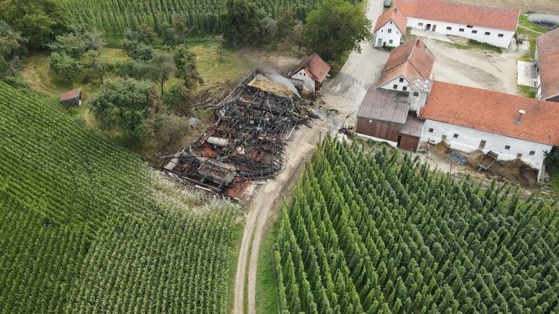 Ein Bild der Zerstörung am Tag nach dem verheerenden Brand bei Hohenthann im Landkreis Landshut.