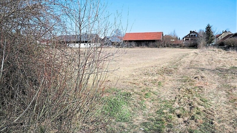 Hier auf diesem Grundstück, links vom Feldweg, soll nach der Genehmigung durch die Regierung bis 2024 eine Montessori-Mittelschule samt Turnhalle entstehen.