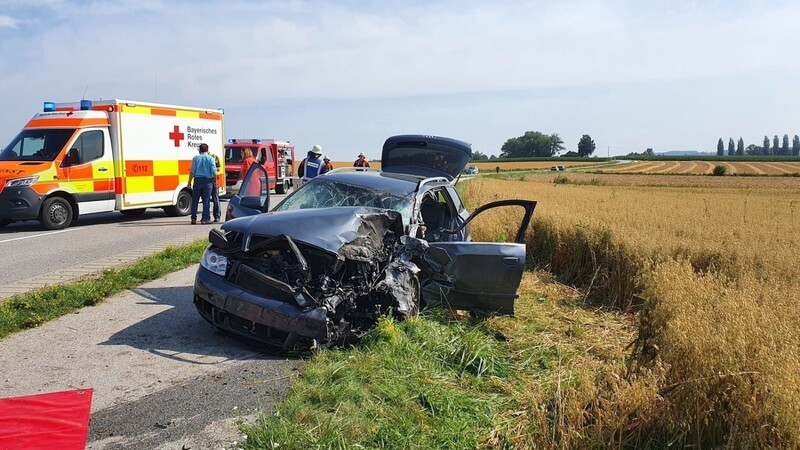 Der Autofahrer wurde bei dem Unfall in seinem Fahrzeug eingeklemmt.