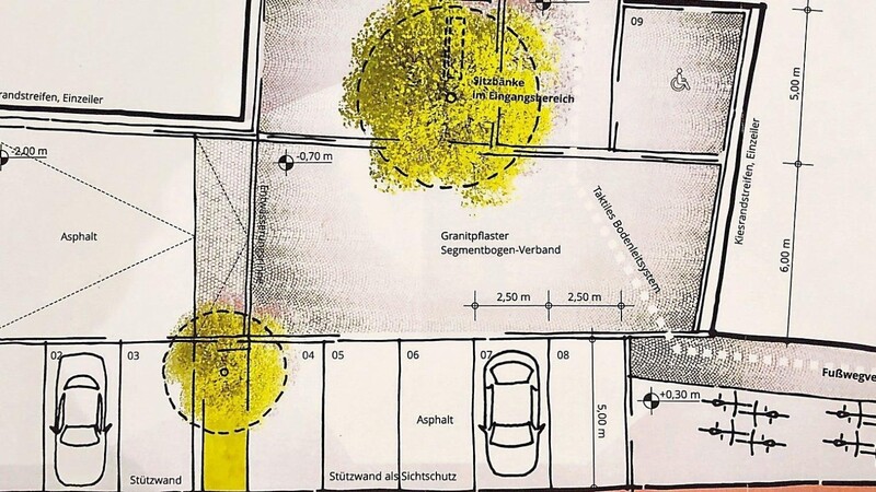 Der Plan von Architekt Peter Hickl zeigt, wie der Rathaushof künftig aussehen soll.