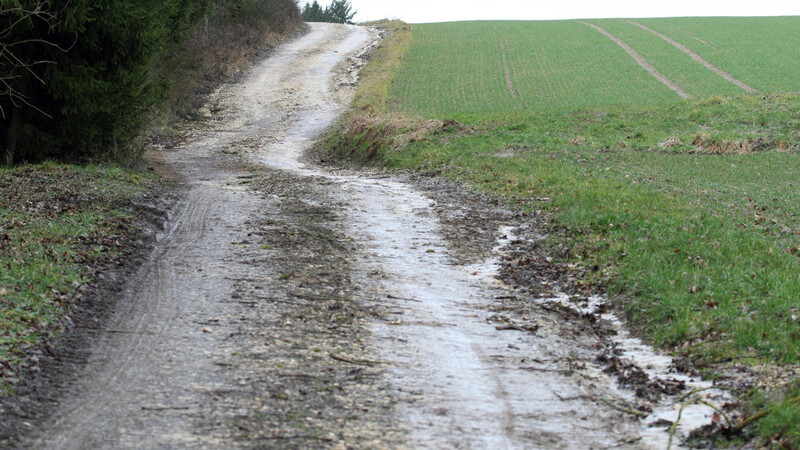 Der Weg in Richtung der St. Georgs Kapelle erfordert durch Ausschwemmungen aufgrund seiner Steilheit und unterschiedlichen Seitenneigungen viel Wegebauaufwand. Jetzt wird eine Asphaltierung geprüft.