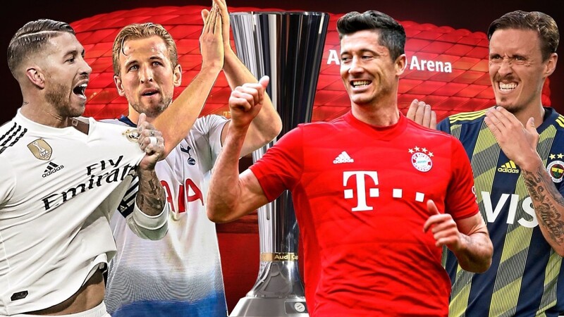 Bilden mit ihren Teams ein hochkarätiges Teilnehmerfeld beim Audi Cup (v.l.): Reals Sergio Ramos, Tottenhams Harry Kane, Bayerns Robert Lewandowski und Max Kruse (Fenerbahçe).