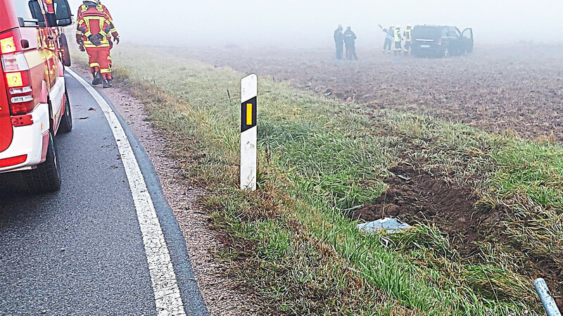 Der Fahrer kam von der Straße ab und überrollte Verkehrszeichen.